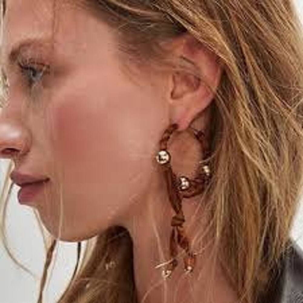 Free People Lingering Love Hoops Earrings Chocolate